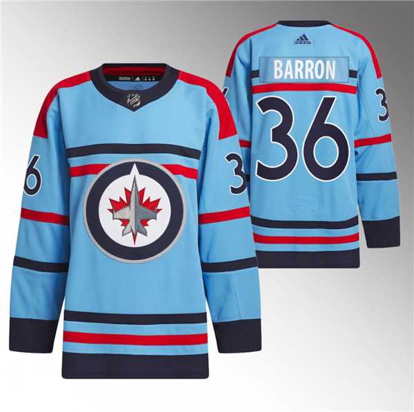 Mens Winnipeg Jets #36 Morgan Barron Light Blue Anniversary Primegreen Stitched Jersey Dzhi->winnipeg jets->NHL Jersey
